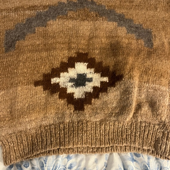 Sweaters - Womens Brown Geometric Sweater